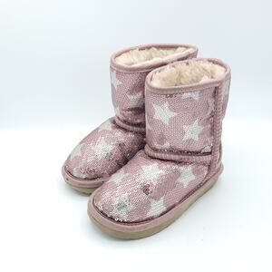 Ugg Kids' girls Classic Short II Sequin Star pink Boots size 10